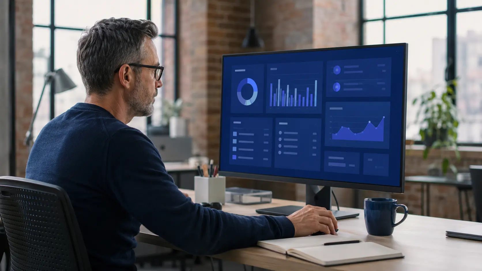 Payroll specialist working with a digital HCM dashboard